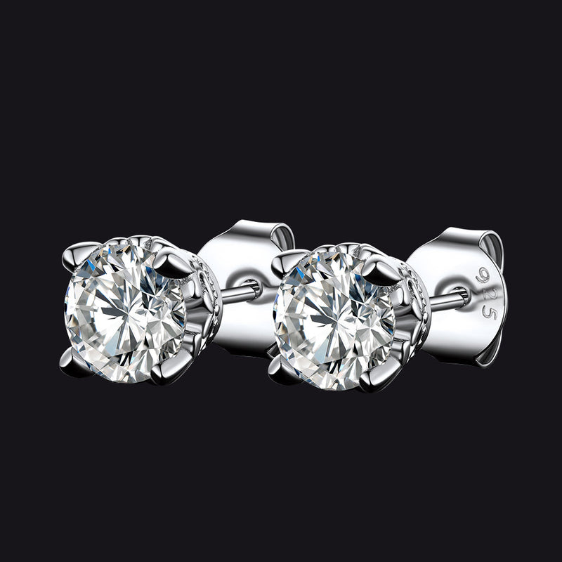 1ct Moissanite Round Cut Diamond Stud Earrings for in 925 Sterling Silver