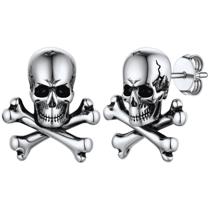 Punk Skull Crossbones Stud Earrings for