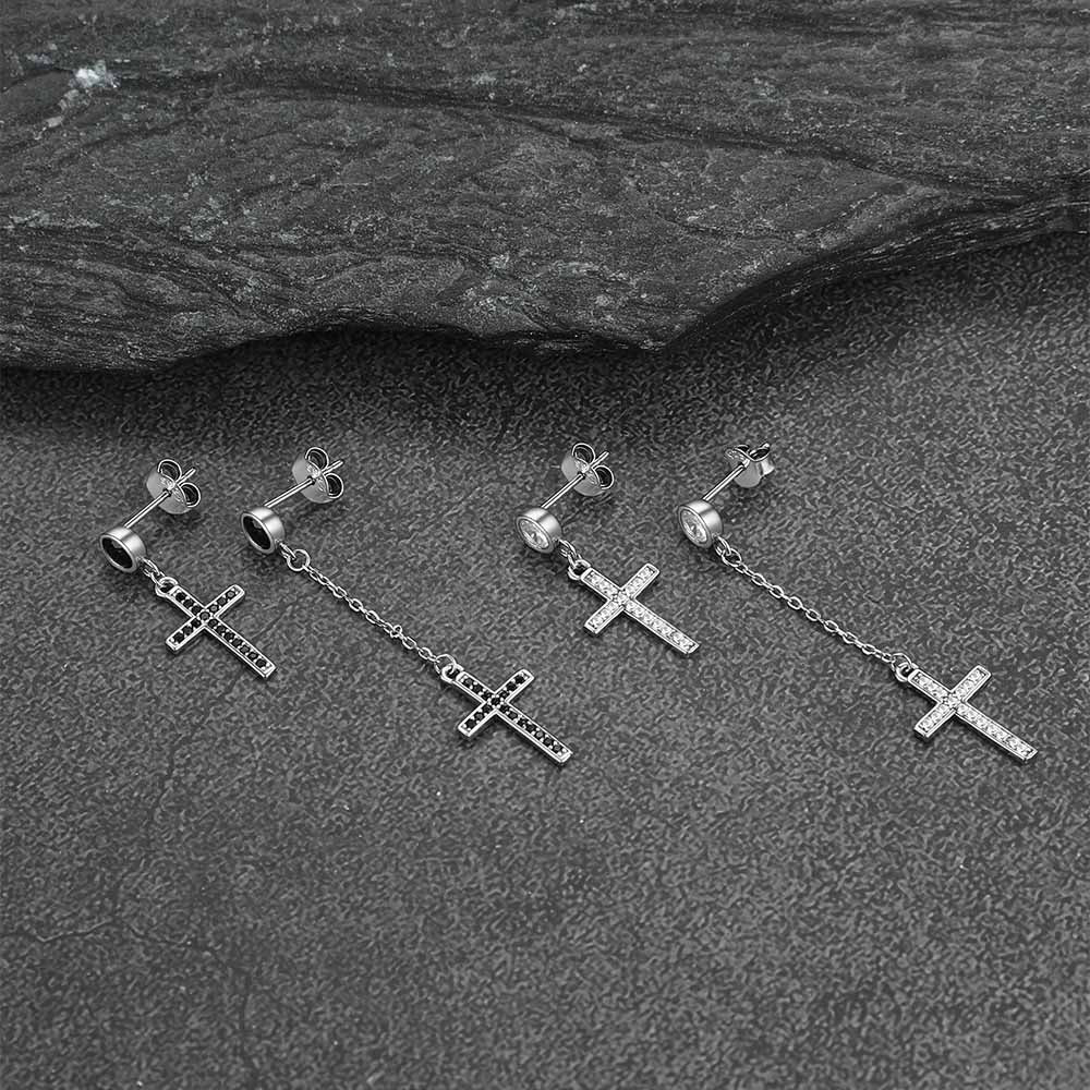 Christian Cz Hanging Dangling Cross Earrings for