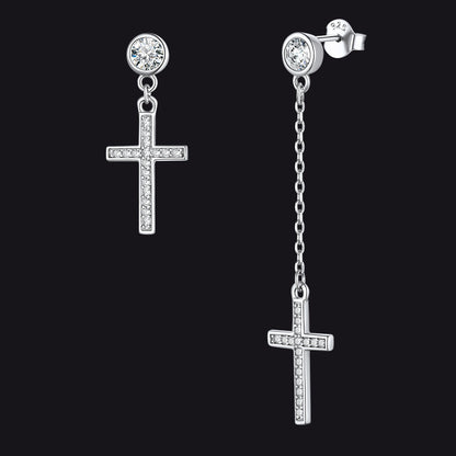 Christian Cz Hanging Dangling Cross Earrings for