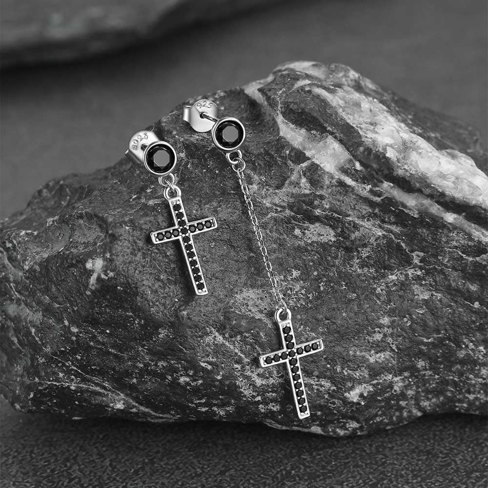 Christian Cz Hanging Dangling Cross Earrings for