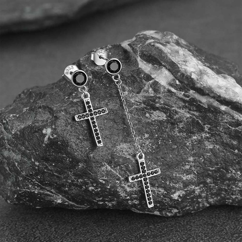 Christian Cz Hanging Dangling Cross Earrings for