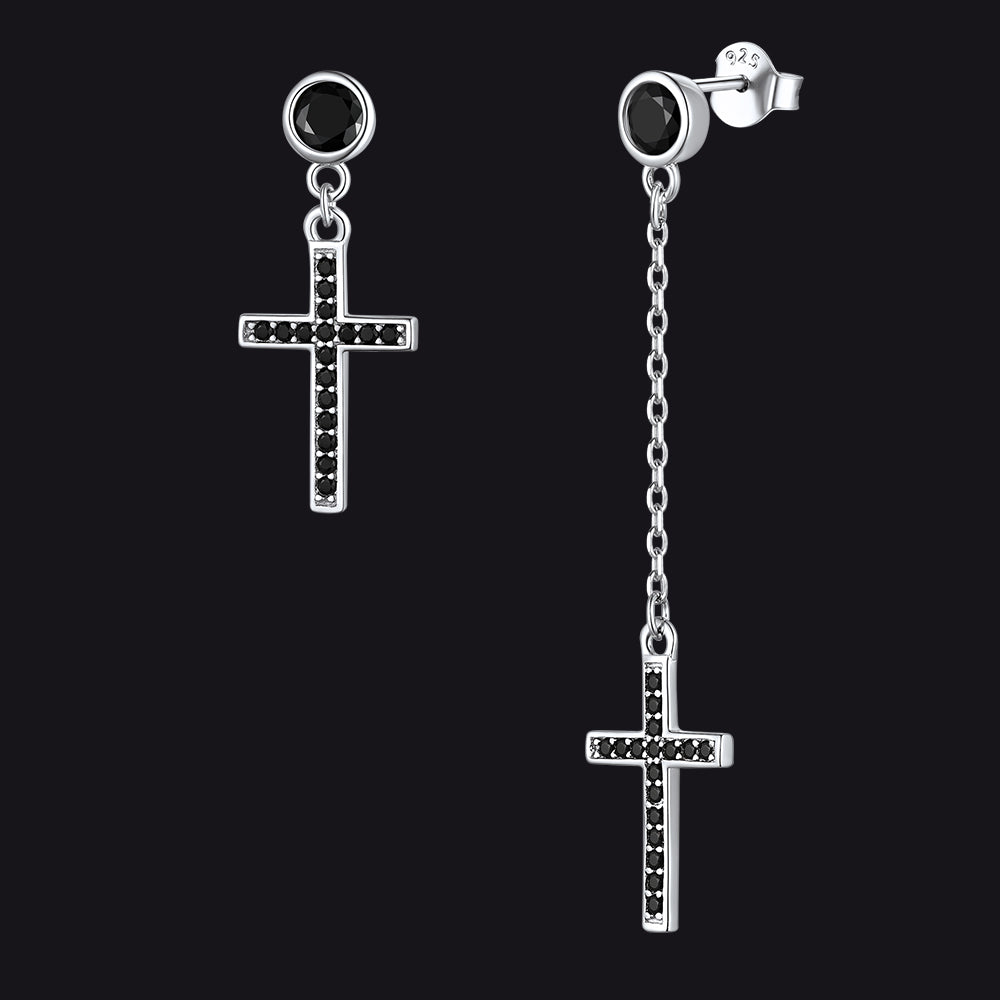 Christian Cz Hanging Dangling Cross Earrings for
