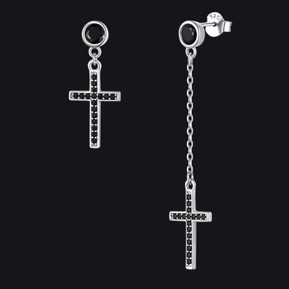 Christian Cz Hanging Dangling Cross Earrings for