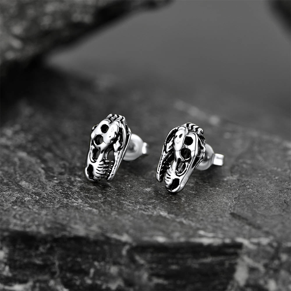 Punk Dinosaur Earrings Studs for