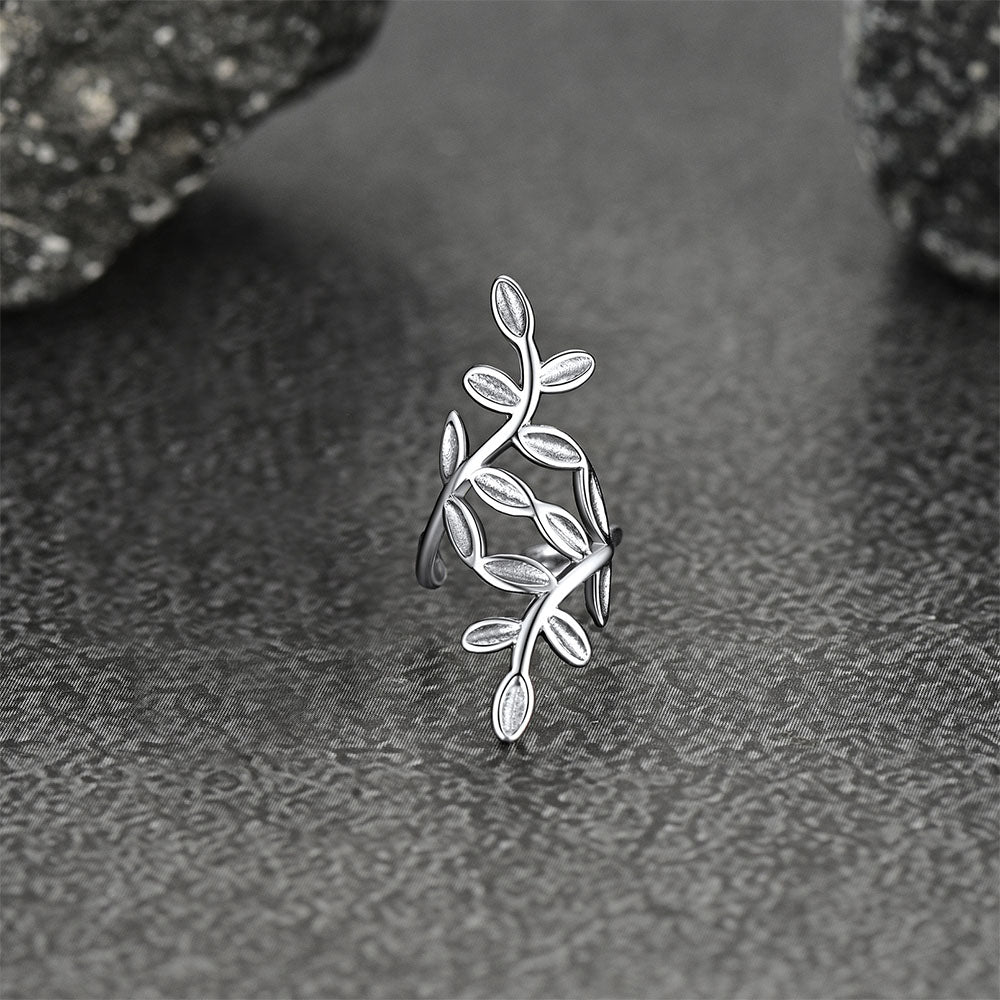 Sterling Silver Leaf Non Piercing Clip on Cartilage Ear Cuff Earrings 1pc