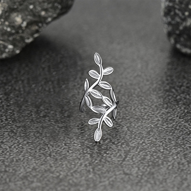 Sterling Silver Leaf Non Piercing Clip on Cartilage Ear Cuff Earrings 1pc