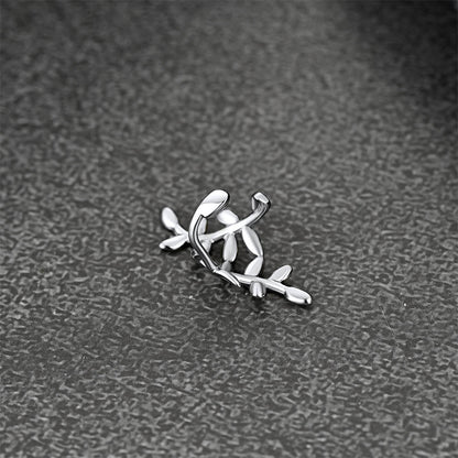 Sterling Silver Leaf Non Piercing Clip on Cartilage Ear Cuff Earrings 1pc