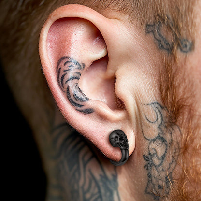 Gothic Skull Huggie Half-circle Stud Earrings Jewelry for