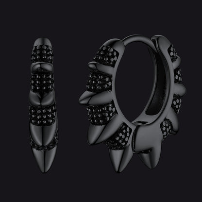 Punk Spikes and Rivets Huggie Hoop Earrings Piercing for