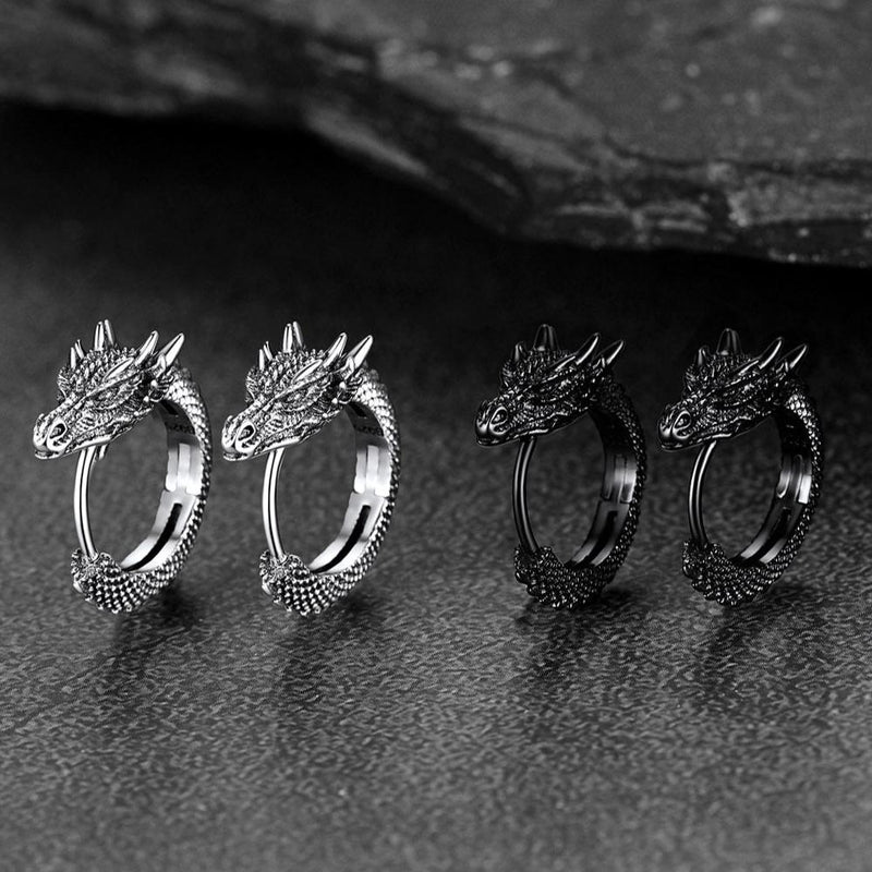 Punk Small Dragon Hoop Earrings for