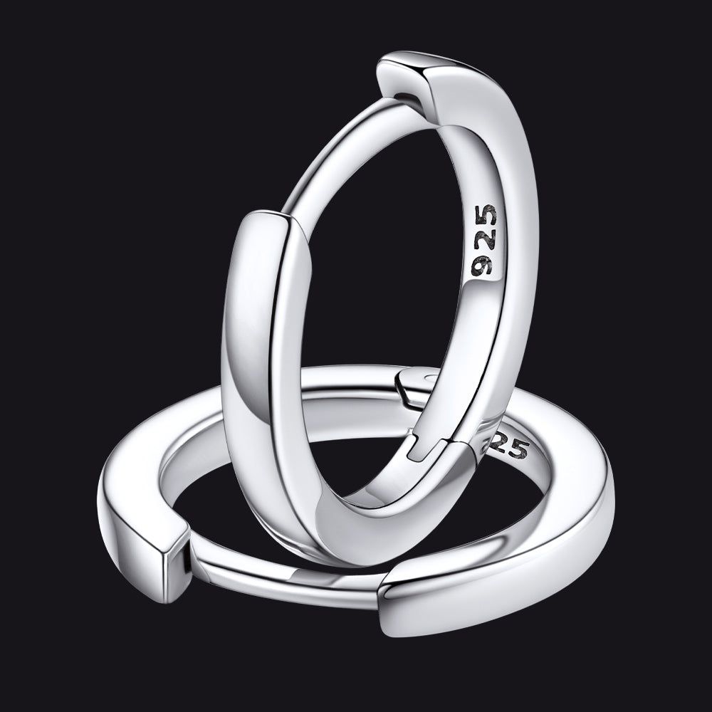 Classic Sterling Silver Huggie Hoop Earrings for
