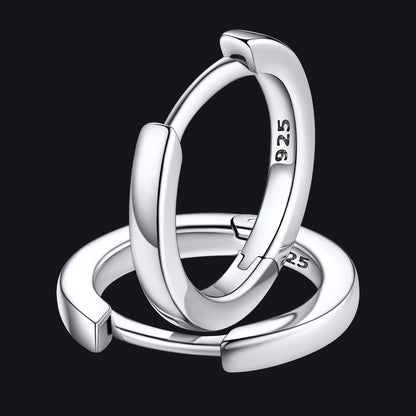 Classic Sterling Silver Huggie Hoop Earrings for