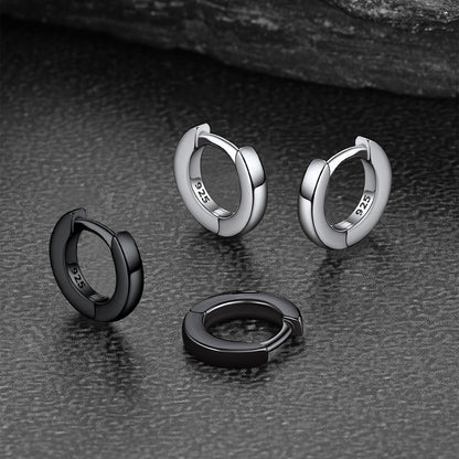 Classic Sterling Silver Huggie Hoop Earrings for