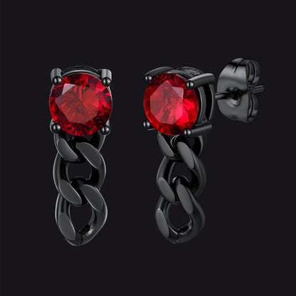 Black Cubic Zirconia Chain Link Dangle Stud Earrings for
