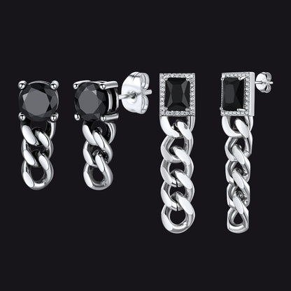 Couple Cubic Zirconia Chain Dangle Earrings Set for
