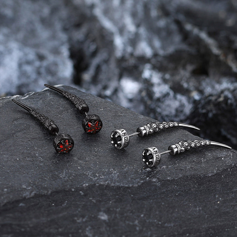 Viking Rune Fang Stud Earrings for – Nordic Star Cz Earrings