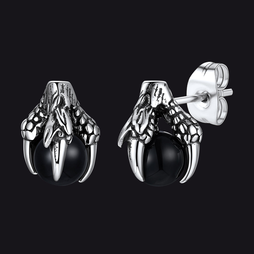 Dragon Claw Stud Earrings With Gemstone for 6mm