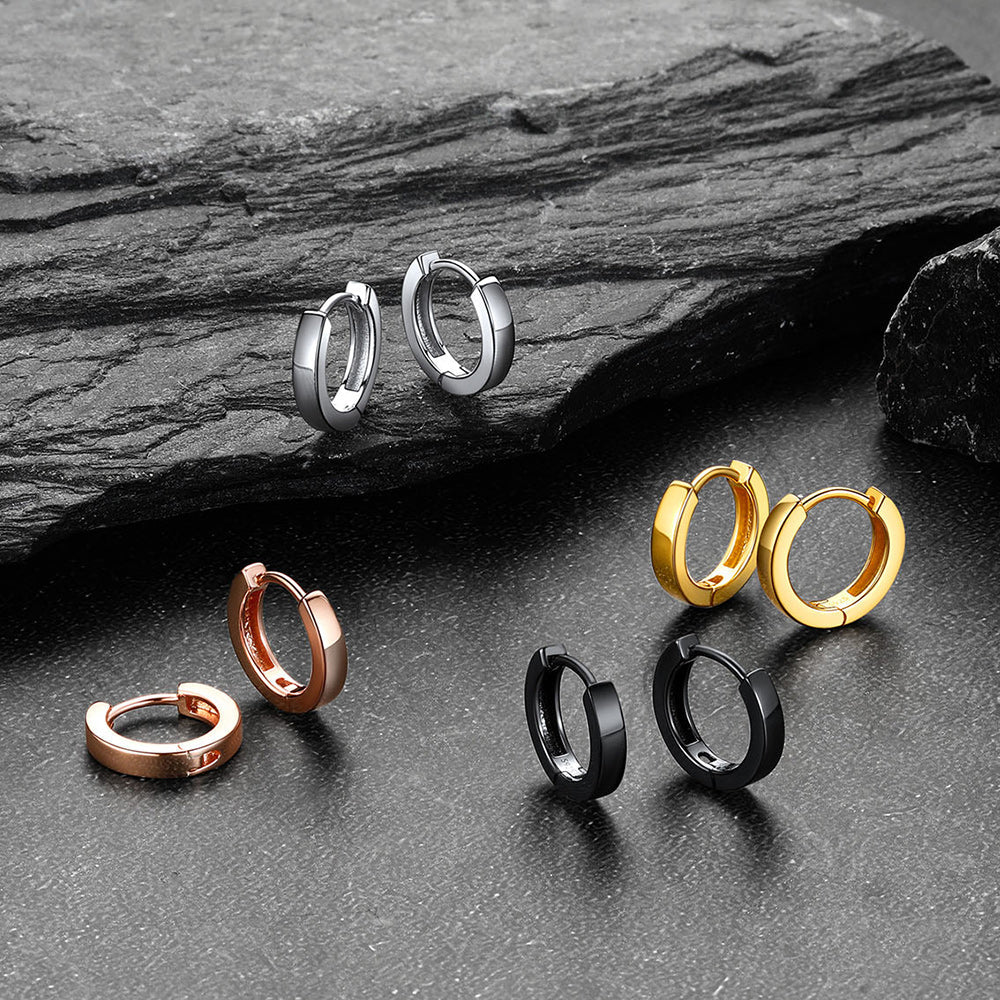 Sterling Silver Huggie Hoop Classic Earrings for