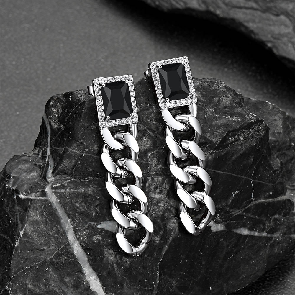 Couple Cubic Zirconia Chain Dangle Earrings Set for