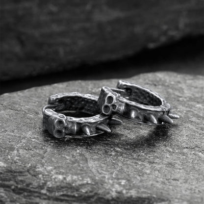 Gothic Skull Rivet Hoop Earrings for Halloween Gift