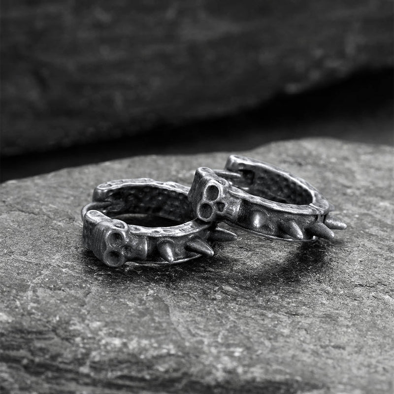 Gothic Skull Rivet Hoop Earrings for Halloween Gift