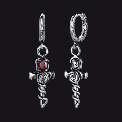 Rose Cross Drop Earrings for