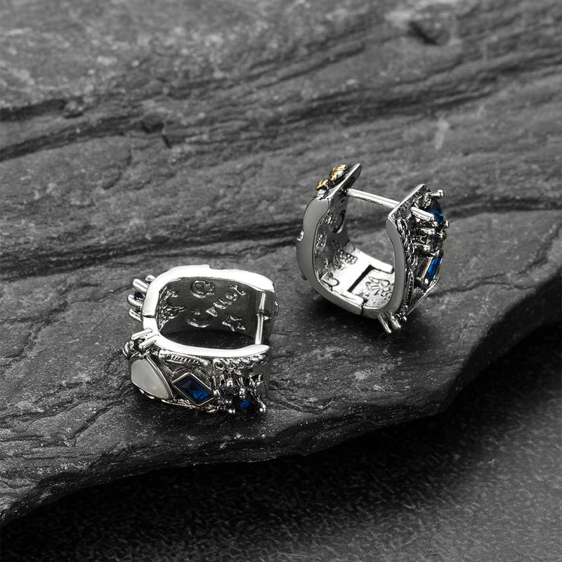 Punk Graffiti Joker Star Square Hoop Earrings With Crystals for