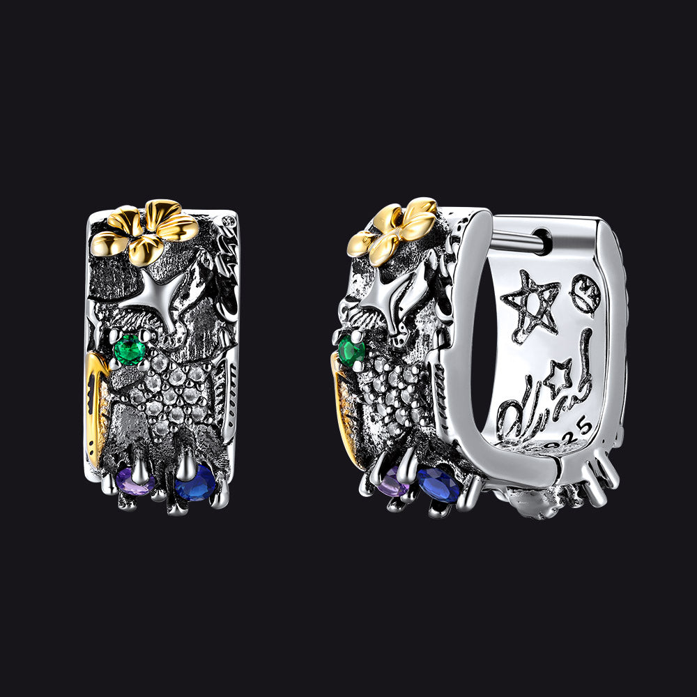Punk Graffiti Joker Star Square Hoop Earrings With Crystals for