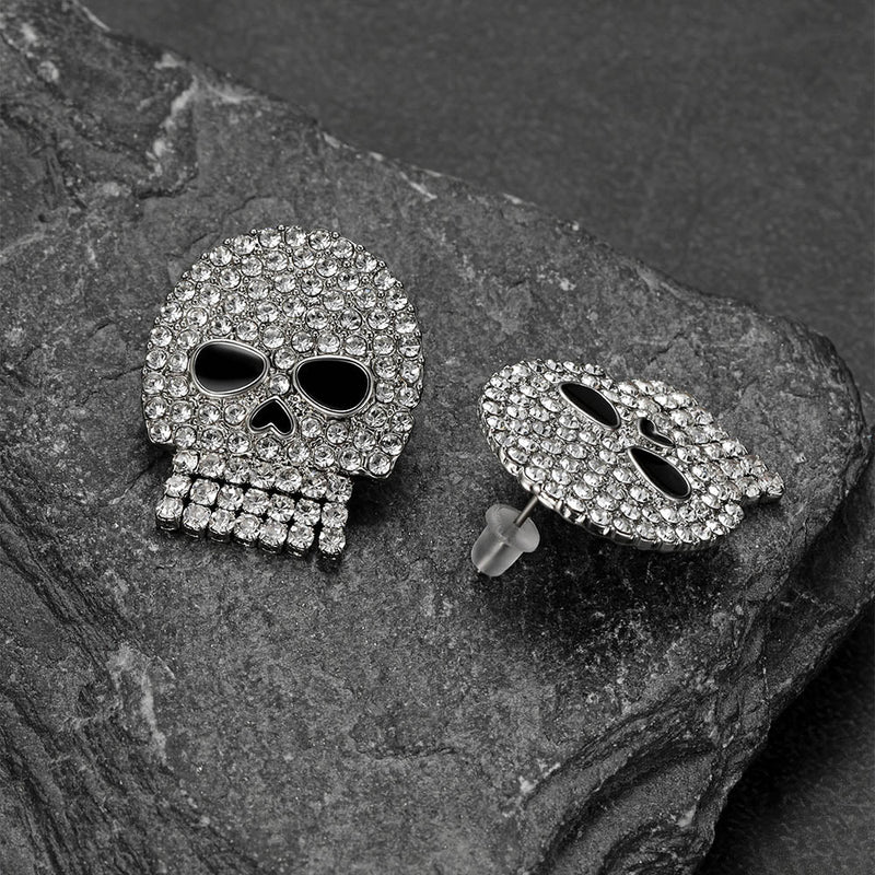 Ghost Diamond Skull Stud Earrings Halloween Gift