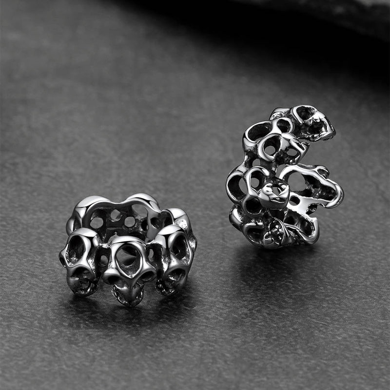 Gothic Hollow Skull Clip Ear Cuff Halloween Gift for