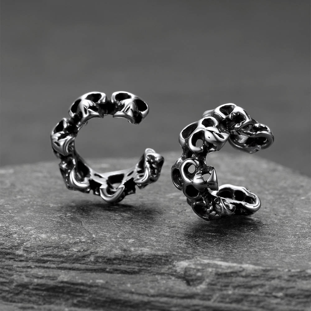 Gothic Hollow Skull Clip Ear Cuff Halloween Gift for