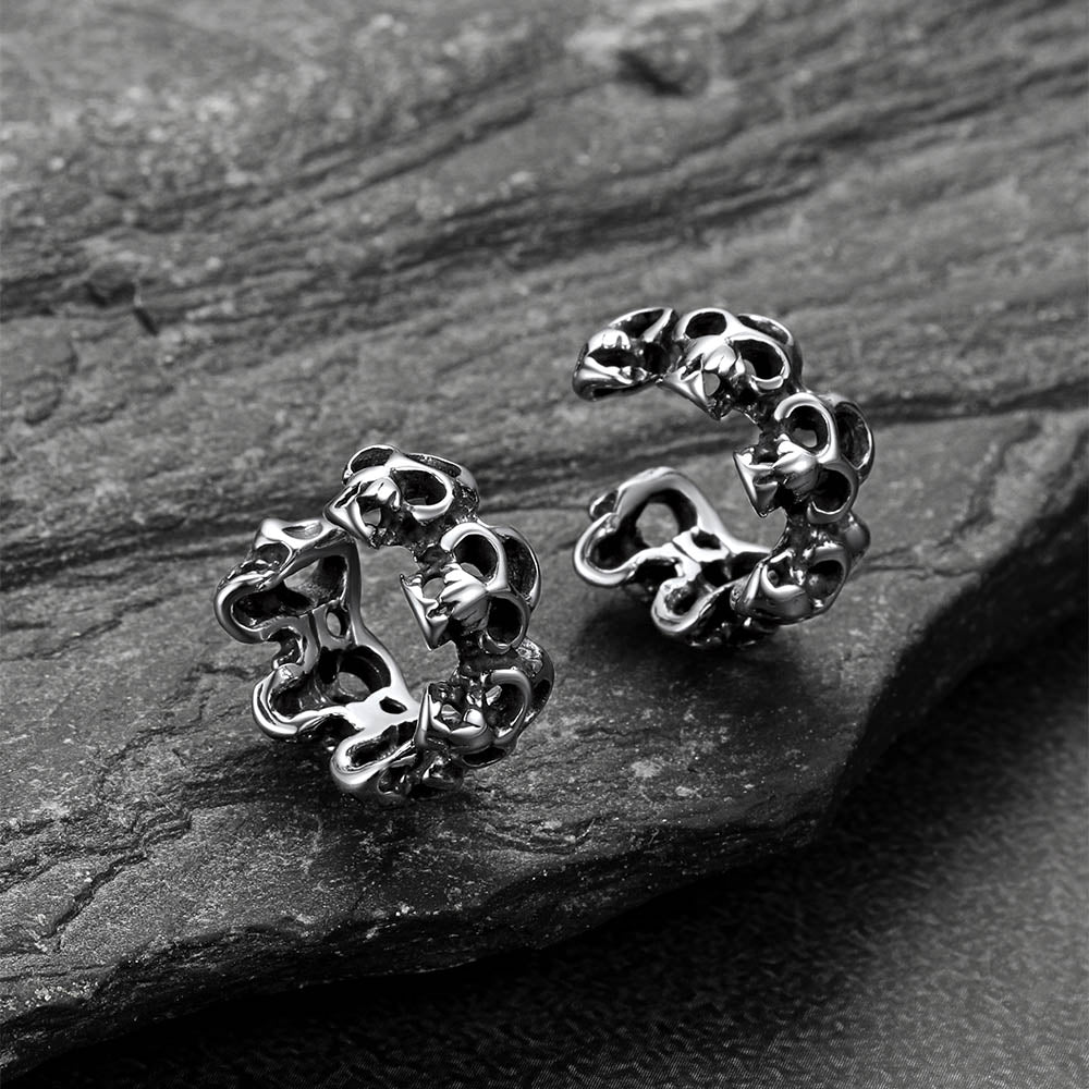Gothic Hollow Skull Clip Ear Cuff Halloween Gift for