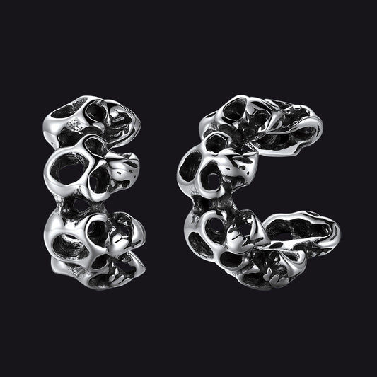 Gothic Hollow Skull Clip Ear Cuff Halloween Gift for