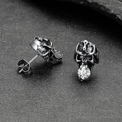Halloween Punk Diamond Skull Earrings for in Stainless Steel
