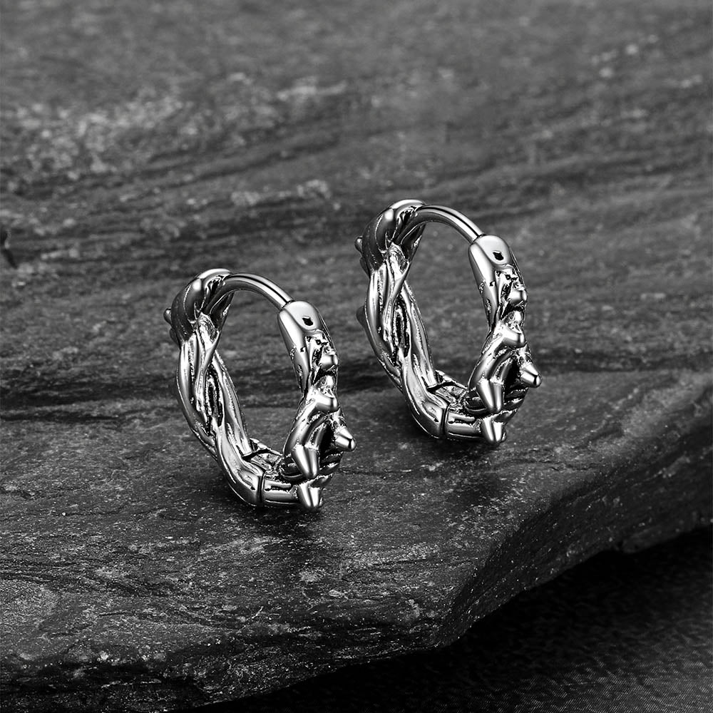 Punk Spike Thorns Huggie Hoop Earrings for