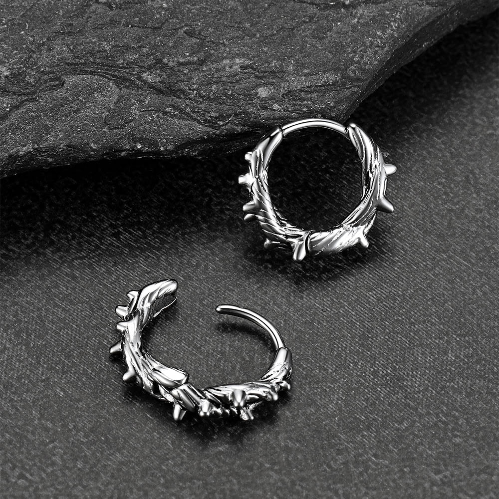 Punk Spike Thorns Huggie Hoop Earrings for