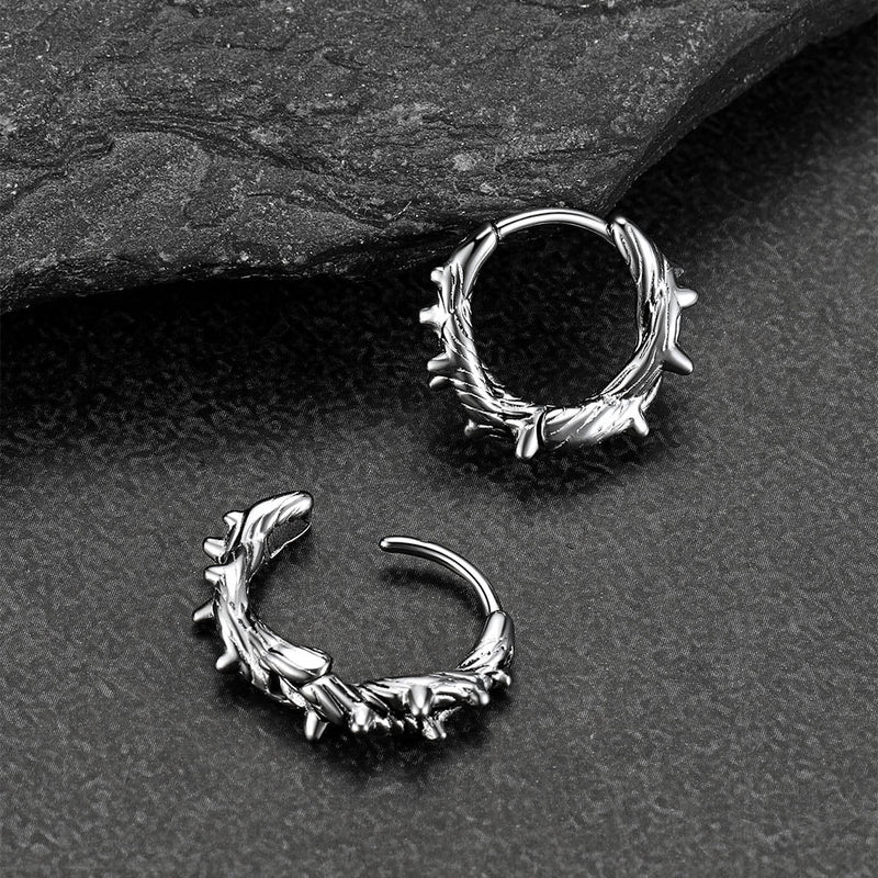 Punk Spike Thorns Huggie Hoop Earrings for