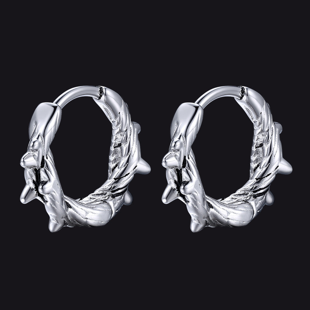 Punk Spike Thorns Huggie Hoop Earrings for