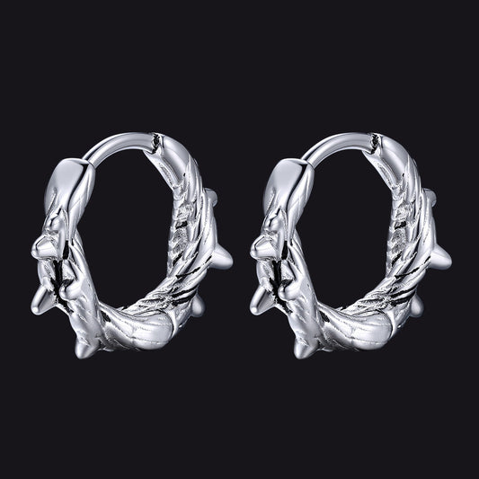 Punk Spike Thorns Huggie Hoop Earrings for