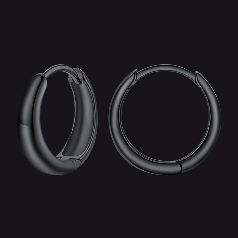 Simple Sterling Silver Thick Huggie Hoop Earrings for