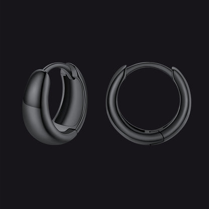 Simple Sterling Silver Thick Huggie Hoop Earrings for