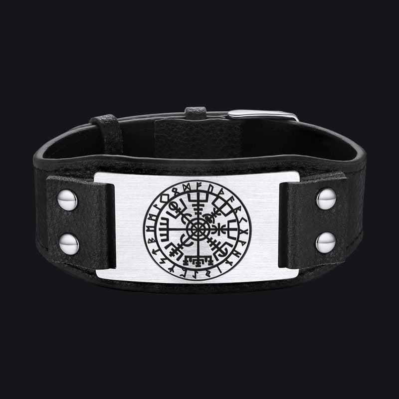 Flash Norse Viking Compass Leather Bracelet Wristband for Son