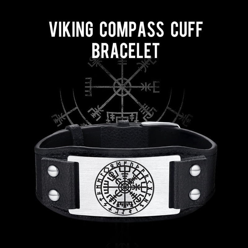 Flash Norse Viking Compass Leather Bracelet Wristband for Son