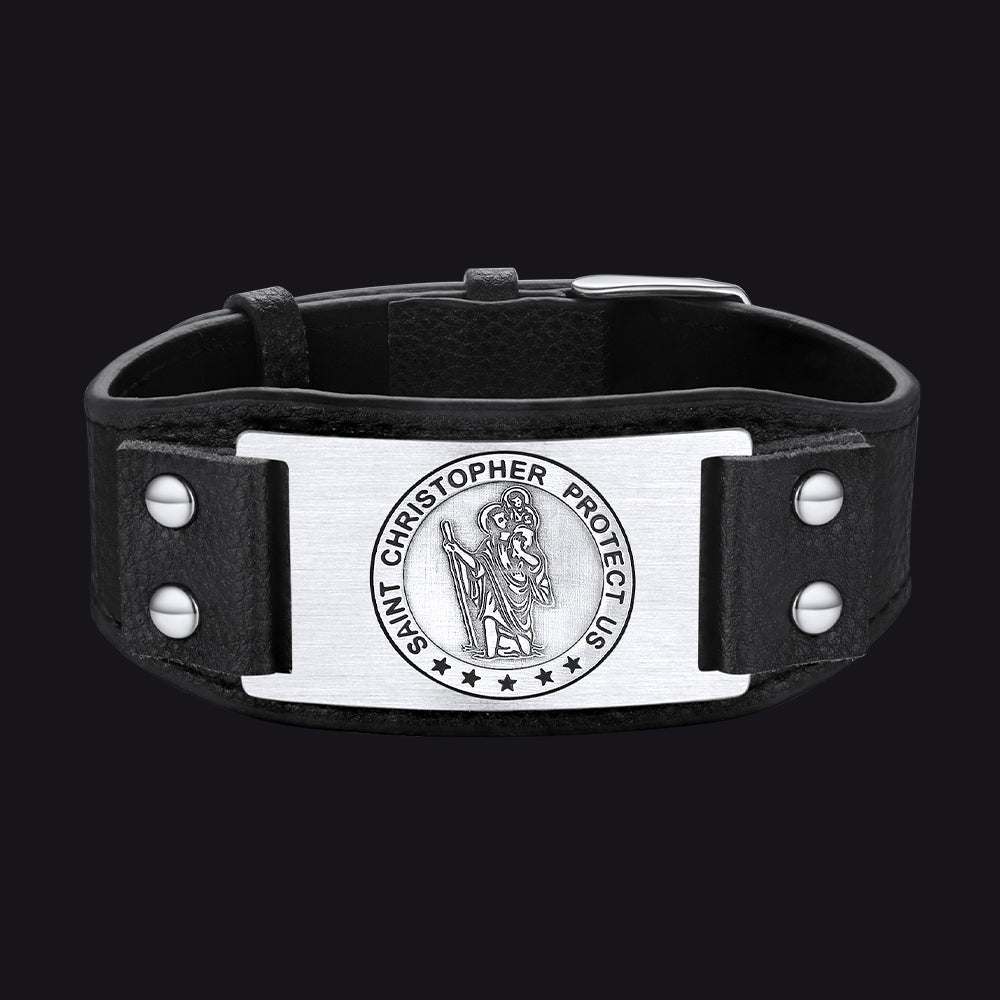 Flash Saint Floriant Pu Cuff Bracelet Leather Wristband for