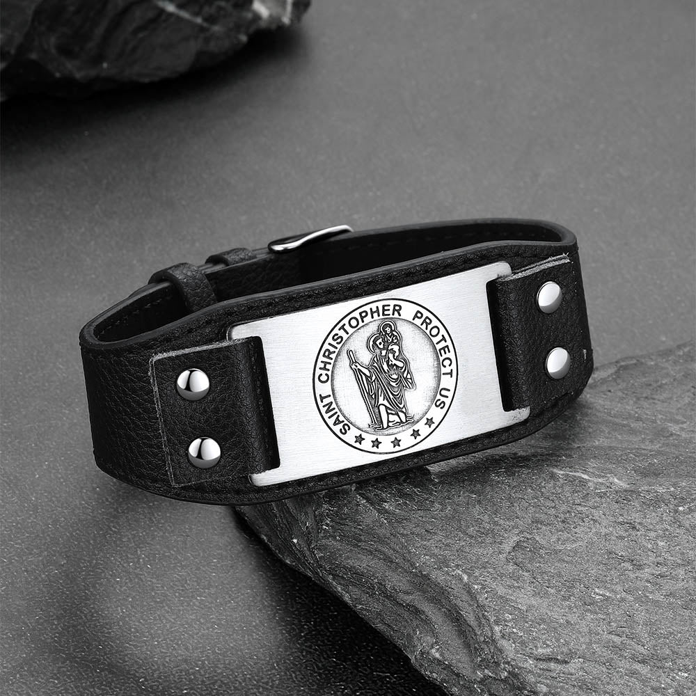 Flash Saint Floriant Pu Cuff Bracelet Leather Wristband for