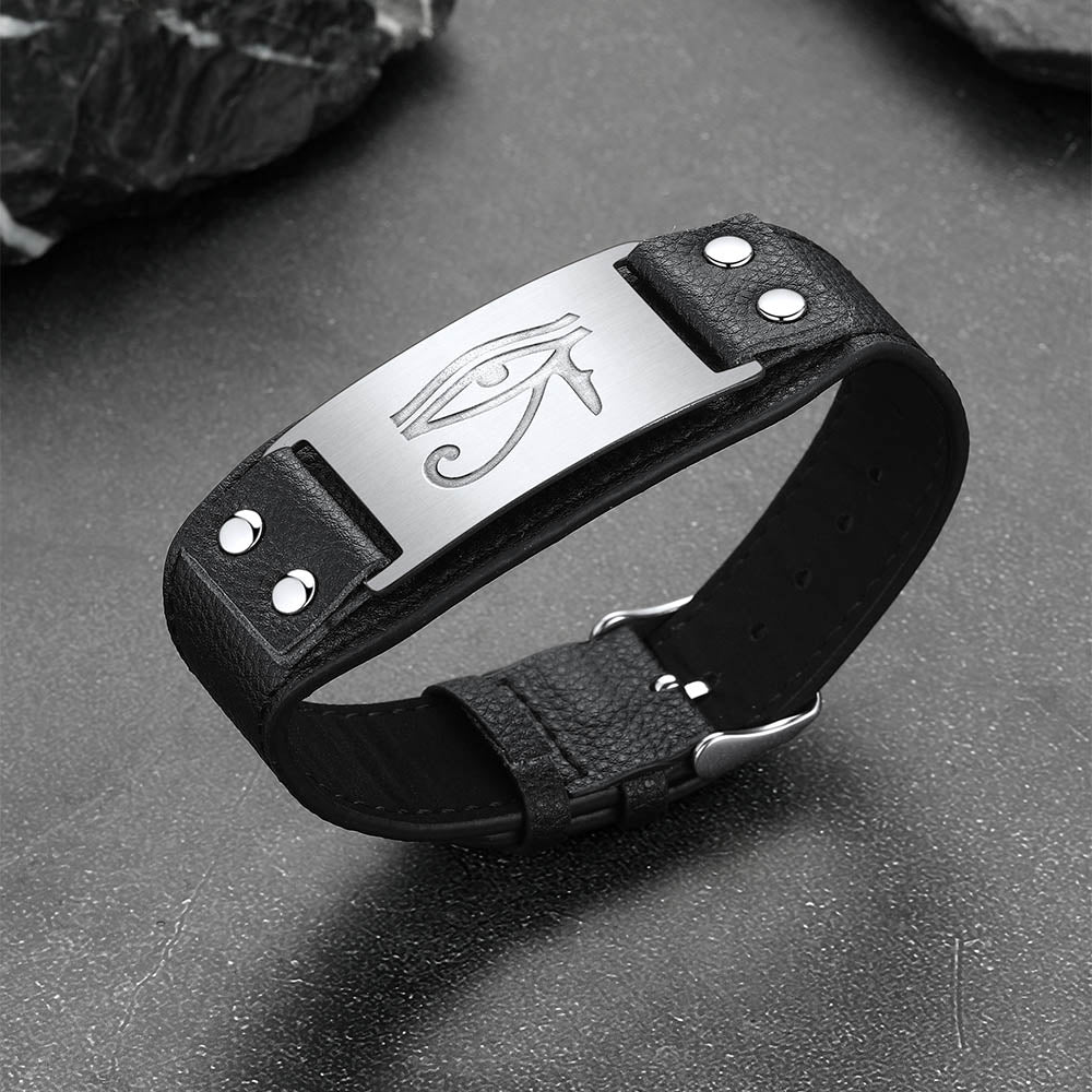 Egyptian Horus Eye Leather Bracelet Wristband for Son