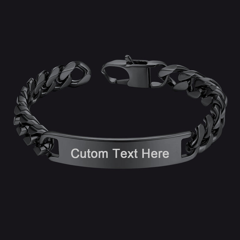 Customized Engraved Id Bar Cuban Chain Link Bracelet for