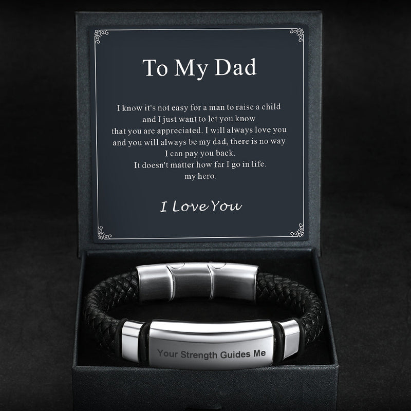 Custom Braided Black Leather Bracelet Birthday Gift for