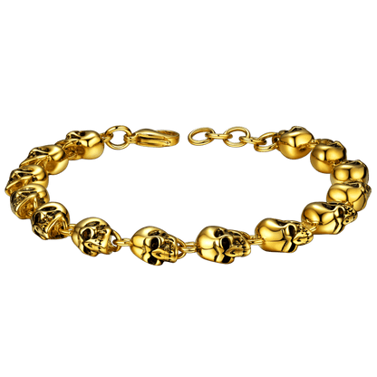 Gothic Linked Chain Skull Bracelet for